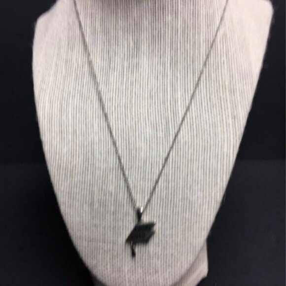 Graduation Cap Pendant Necklace 18 In Class Of 2012 Grad Silver Chain Tassel - Picture 2 of 4